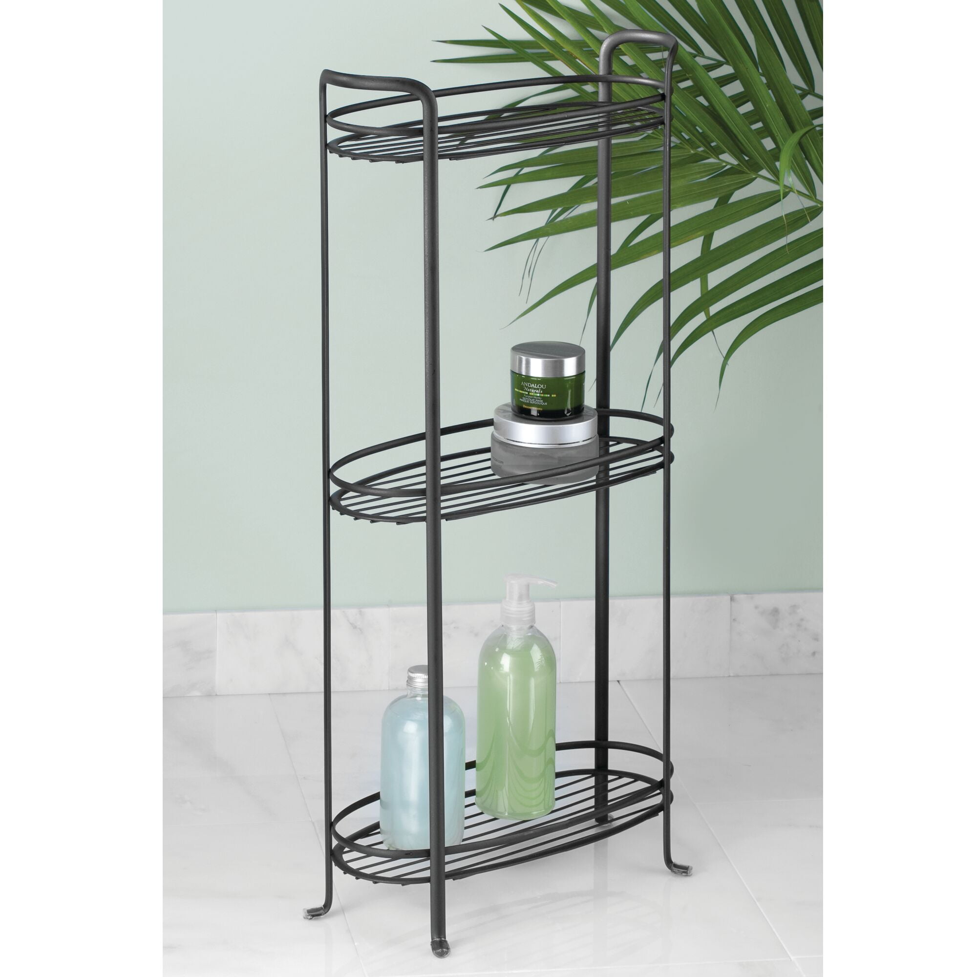 mDesign Steel Freestanding Storage Organizer Tower Rack Basket Shelf, Metal 3-Tier Furniture Unit for Masterguest Bathroom