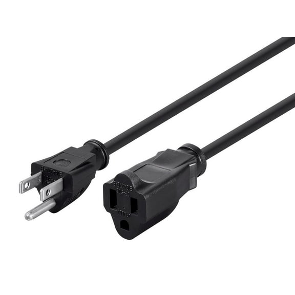 Monoprice Power Extension Cord Cable - 20 Feet - Black | NEMA 5-15P to NEMA 5-15R, 16AWG, 13A/1625W, 3-Prong
