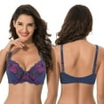 thumbnail image 5 of Curve Muse Women's Plus Size Unlined Underwire Lace Bra with Cushion Straps-Blue,Black-Size:46B, 5 of 7
