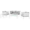 thumbnail image 1 of Lounge Sectional Sofa Chair Table Set, Sunbrella, Aluminum, Metal, Steel, White Grey Gray, Modern Contemporary Urban Design, Outdoor Patio Balcony Cafe Bistro Garden Furniture Hotel Hospitality, 1 of 10