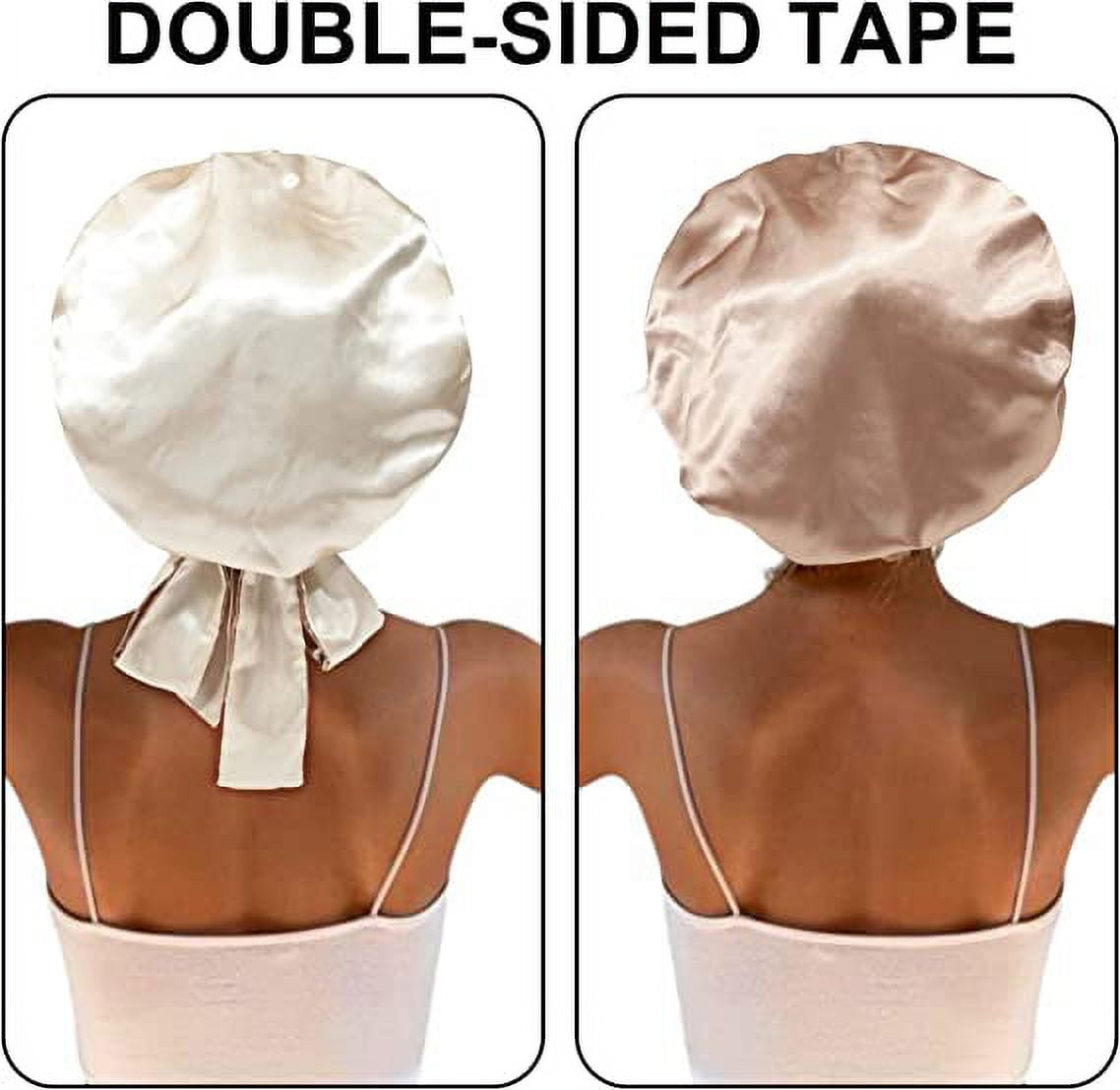 4 Bonnets De Nuit Satin PAEFIU | Pour Cheveux Longs/Bouclés | Élastique Confortable | Noir/Cyan/Café/Rouge
