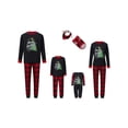 thumbnail image 4 of Family Christmas Pajamas Matching Set Christmas Tree Letters Print Long Sleeve Crew Neck Tops and Plaid Pants Loungewear, 4 of 10