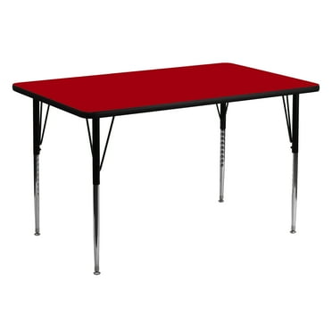 BizChair 30''W x 60''L Rectangular Red Thermal Laminate Activity Table - Standard Height Adjustable Legs