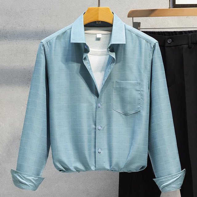 pstuiky camisas de manga larga para hombre, Camisa lisa de manga larga con solapa y bolsillo para hombre, informal, tipo cárdigan, blusa camisetas de hombre xl