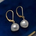 thumbnail image 3 of K-KED 9-10MM Natural white Baroque Freshwater pearl Dangle Earrings Women Fashion, 3 of 5