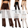 thumbnail image 3 of Fengqque Women Sheer Lace Flare Pants High Elastic Waist Built In Stretch Lining Slim Full Length See Through Layered Trousers White XL, 3 of 7