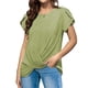 thumbnail image 1 of Tops con mangas de pétalos, camiseta de manga corta con cuello redondo, camisetas de color liso con mangas de pétalos, camiseta con dobladillo fruncido y cuello redondo, calidad inigualable, 1 of 6