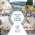 thumbnail image 6 of Blue Boho Outdoor Rug 4x6 Ft - Reversible Patio Rug Outdoor Camping Rugs, Vintage Country Ethnic Abstract Gingham Washable Indoor Outdoor Area Rugs, Non-Slip Outdoor Carpet Runner for Deck/Porch, 6 of 8