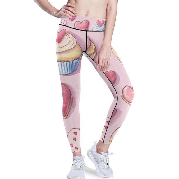 Ckdifva Valentines Day Cakes Yoga Pants with Pockets for Women Workout Athletic Yoga Leggings