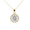 Yellow Gold, variant on Cate & Chloe Blake 18k White Gold Plated Halo Pendant Necklace with Simulated Crystals for Women