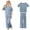 Navy, variant on Gyujnb Girls Outfits Soft Ribbed Round Neck Short Sleeve Long Pants Set Casual Comfortable Loungewear for Toddler and Kids,Kids Pajama Sets,Size:6-7 Years