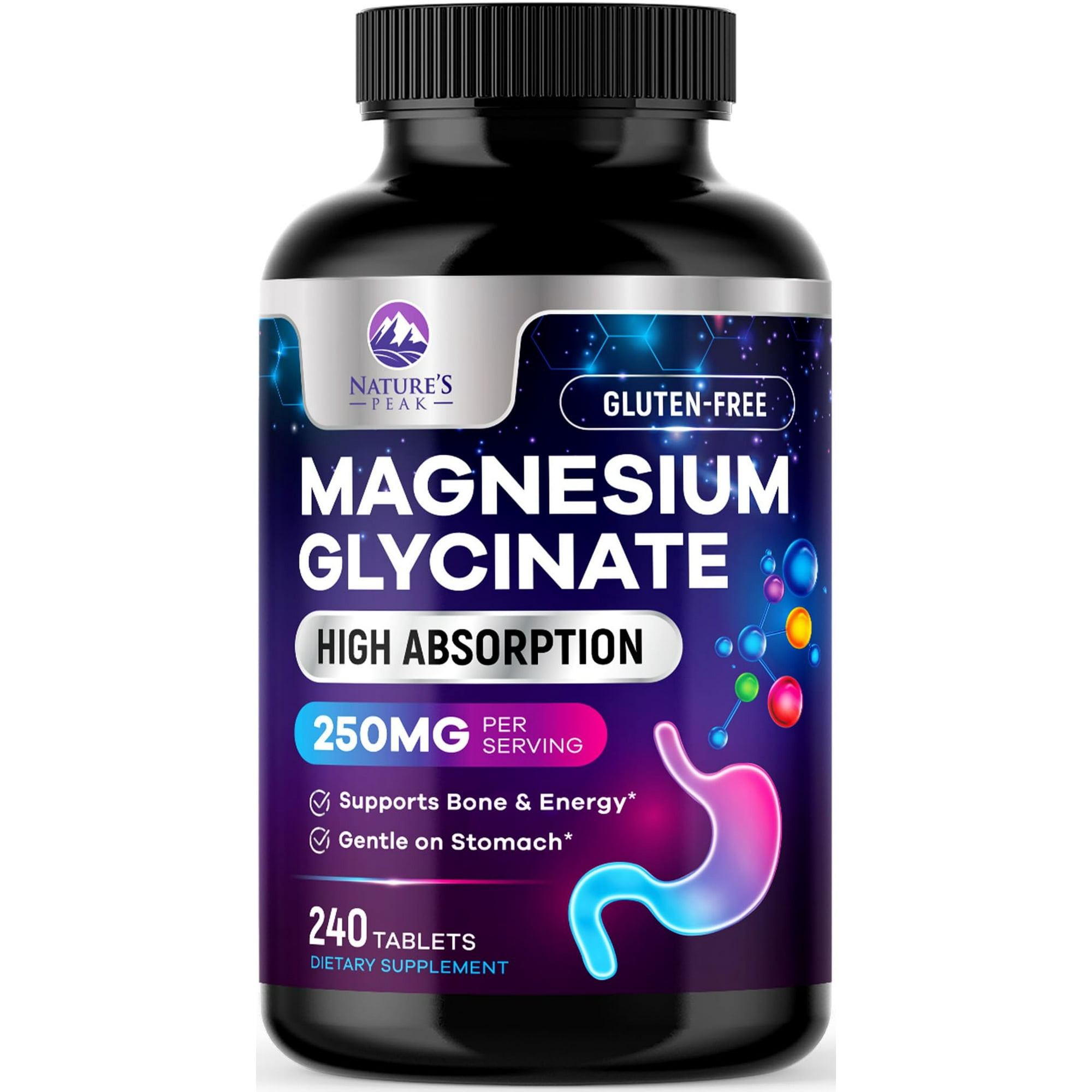 Magnesium Glycinate Supplement - 100% Chelated & Purified - for Calm, Sleep Support, Heart Health, Muscles & Bone Strength - Best Absorption Magnesium Glycinate Capsules, Bottled in USA - 240 Tablets