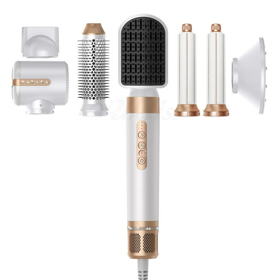 7-in-1 Professional Hair Styling Ecosystem, High-Velocity Dryer & Styler with 6 Interchangeable Heads for Curling, Smoothing, & Volumizing All Hair Types, Salon Blowouts at Home
