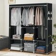 thumbnail image 6 of HONEIER Extra Large Closet Wardrobe, 65"Lx 73"H Portable Closet with 3 Hanging Rods, Shelves and 4 Side Pockets, Clothes Storage Organizer with Cover, Easy Assembly, Black, 6 of 9