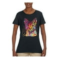thumbnail image 2 of Wild Bobby Dean Russo Colorful Cat Abyssinian Cat Lover Women Graphic Tee, Black, Small, 2 of 5