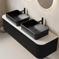 thumbnail image 6 of 60" Floating Bathroom Vanity with Double Sink, Modern Bathroom Vanities with Marble Countertop and Rectangular Ceramic Sink, Soft-Close Design, Natural Solid Wood Cabinet, Pre-Assembled, Gloss Black, 6 of 7