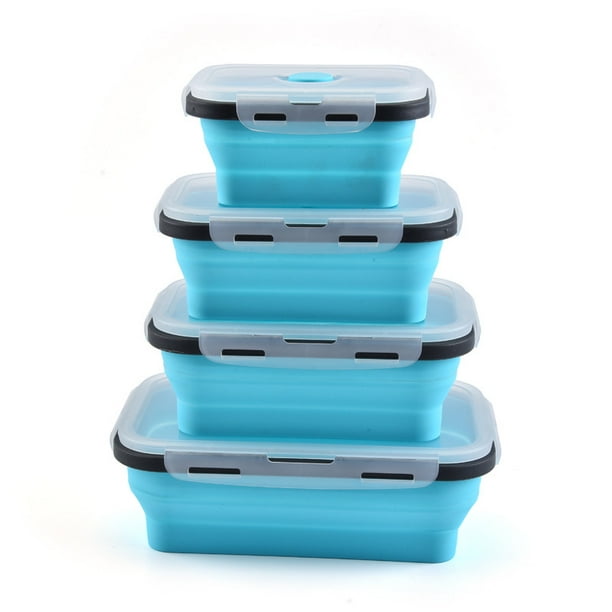 Recipientes plegables de silicona para almacenamiento de alimentos, juego de 4 recipientes de silicona para fiambreras para niños o cocina, sin BPA, aptos para microondas, lavavajillas y congelador Xemadio ZJWJ693-1
