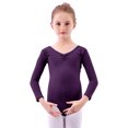 thumbnail image 2 of Wancir Long Sleeve Leotards for Girls Velvet Ballet Gymnastics Dancewear Bodysuit Outfit, 2 of 4