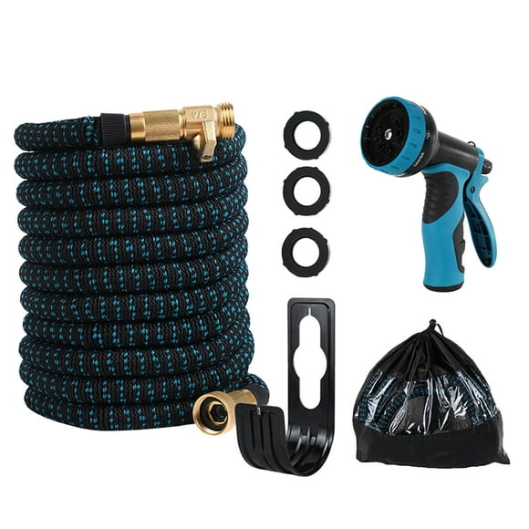 Expandable Garden Hose 25ft Water Hose Latex and 330D Polyester Material with 9 Function Sprayer