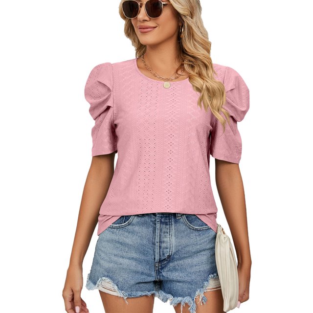 Camiseta Mujer Camiseta holgada de verano Moda Hollow-out Camiseta para mujer Ropa femenina (Rosa XXL) Ygjytge para Mujer Rosa T M
