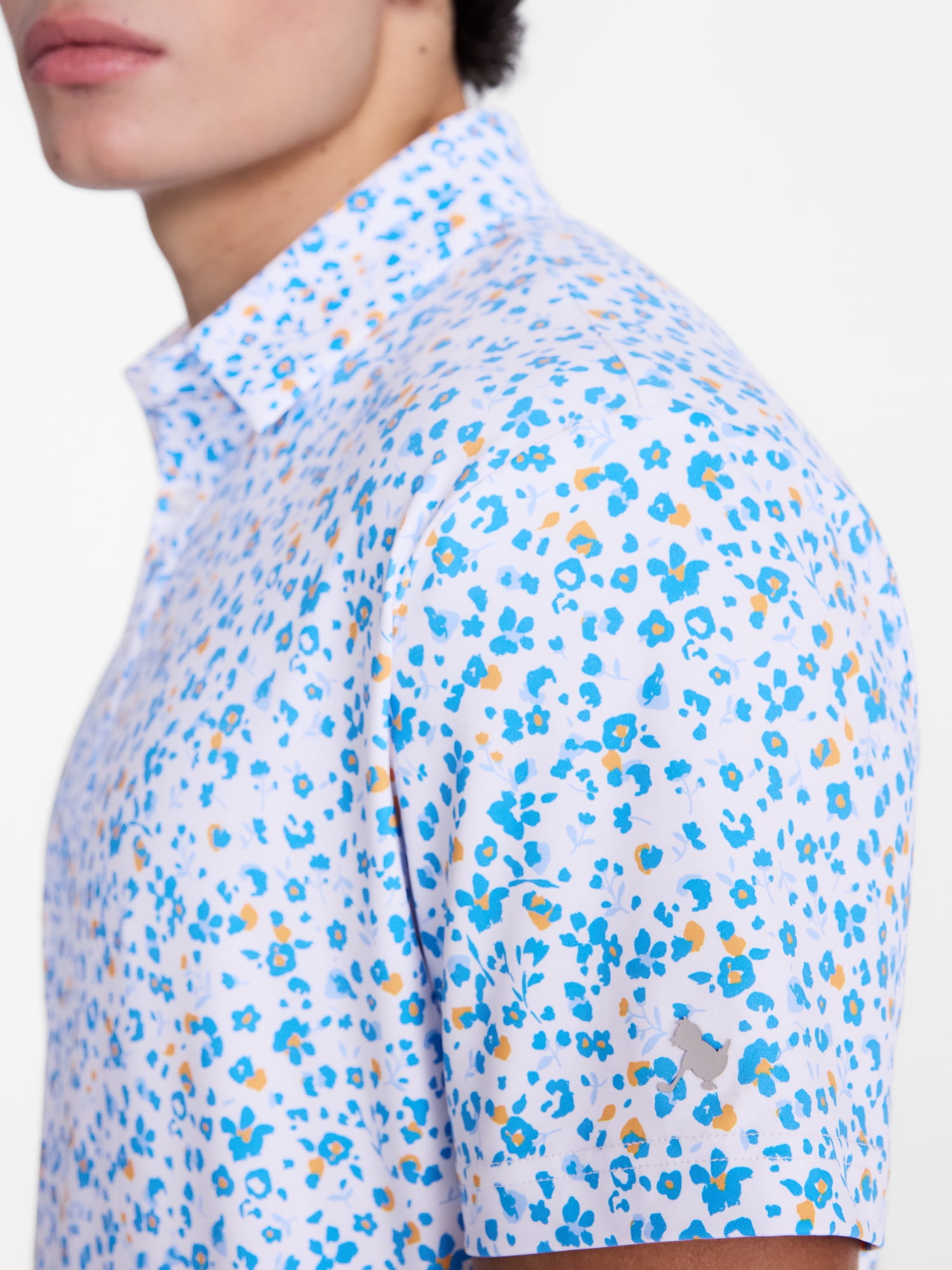 Birdie Bound Men's and Big Men's Ditsy Leopard Floral Golf Polo Shirt, Sizes XS-4XLT