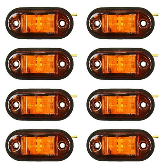 8X 12V / 24V 2 LED Side Marker Lights Lamp for Car Truck Trailer E-Marked Amber