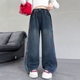 thumbnail image 4 of Shadoumai Girls Wide Leg Jeans Baggy Loose Fit Denim Pants High Elastic Waist Trendy Y2K Boyfriend Streetwear Trousers, 4 of 7