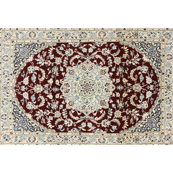 Ahgly Company Indoor Rectangle Traditional Reddish Brown Medallion Area Rugs, 4' x 6'