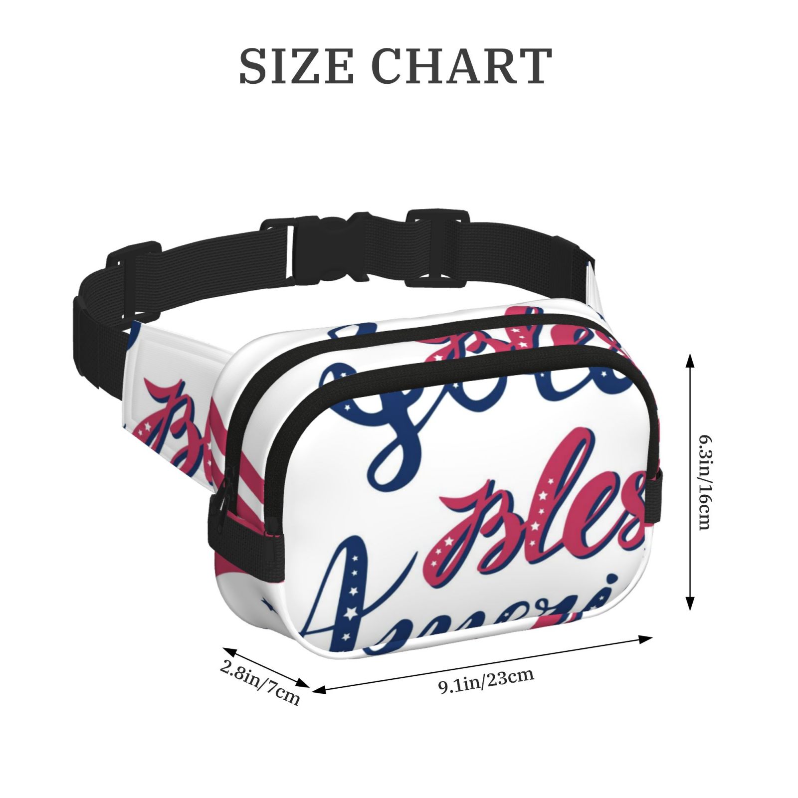 Picia God Bless America Patriotic Star Print Square Double-Layer Waist Bag Mini Adjustable Waist Belt Bag Exercise Running Travel Hiking
