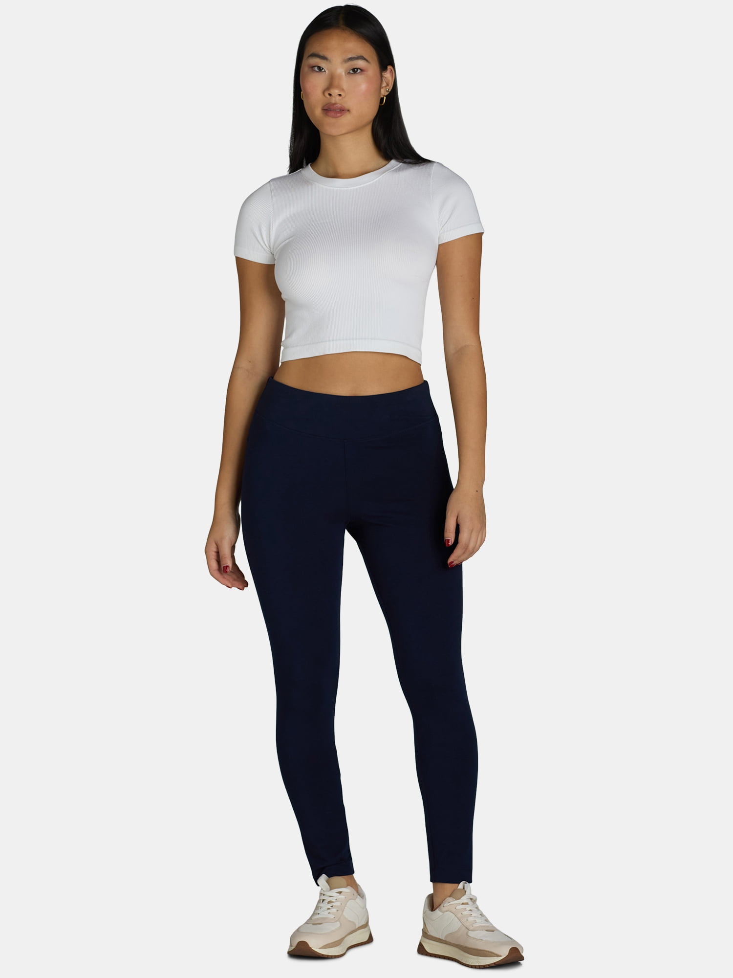 Time and Tru Women's High-Rise Ankle Knit Leggings, 27" Inseam, Sizes XS-XXXL