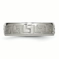 thumbnail image 3 of Chisel Titanium Ridged Edge Greek Key Design 6mm Satin/polished Wedding Band Size 11.5 Female Adult, 3 of 6