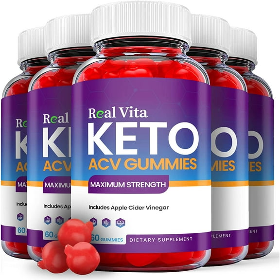 (5 Pack) Real Vita Keto ACV Gummies - Supplement for Weight Loss - Energy & Focus Boosting Dietary Supplements for Weight Management & Metabolism - Fat Burn - 300 Gummies