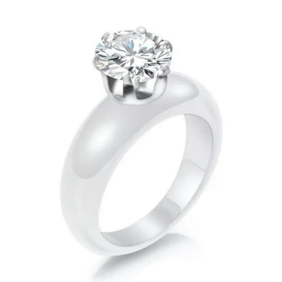 8mm Round Cut CZ Band Black/White Ceramic Ring Women's Engagement Ring Size 6-10