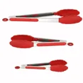 thumbnail image 2 of Pinzas de cocina (rojas), pinzas de cocina con bloqueo de acero inoxidable de primera calidad con puntas de silicona, pinzas antideslizantes para alimentos para cocinar, resistentes, antiadh, 2 of 5