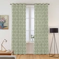 thumbnail image 2 of Sage Green Kitchen Curtains 84 Inch Length, Geometric Flower Leaf Diamond Plaid Retro Grommet Top Bedroom Living Room Curtains, Light Filtering Cafe Curtain Drapes 2 Panels Set 84''x84'', 2 of 9