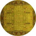 thumbnail image 1 of Ahgly Company Indoor Round Oriental Yellow Traditional Area Rugs, 6' Round, 1 of 4