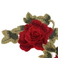 thumbnail image 1 of 2Pcs Red Flower Embroidered Patches Delicate Flower Details Bright Color Iron On Patches for Clothes Handbags Hats Pants, 1 of 5