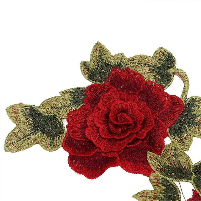 2Pcs Red Flower Embroidered Patches Delicate Flower Details Bright Color Iron On Patches for Clothes Handbags Hats Pants