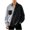 15#Black, variant on Men's Patchwork Striped Placket Shirts Long Sleeve Fashion Blouse