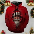 thumbnail image 2 of Telankuip Funny Santa Claus Large Graphic Design Hoodies for Men Christmas 3D Print Loose Long Sleeve Pullover Sweatshirts Oversized X-Mas Holiday Drawstring Hooded Tops Red XL, 2 of 3