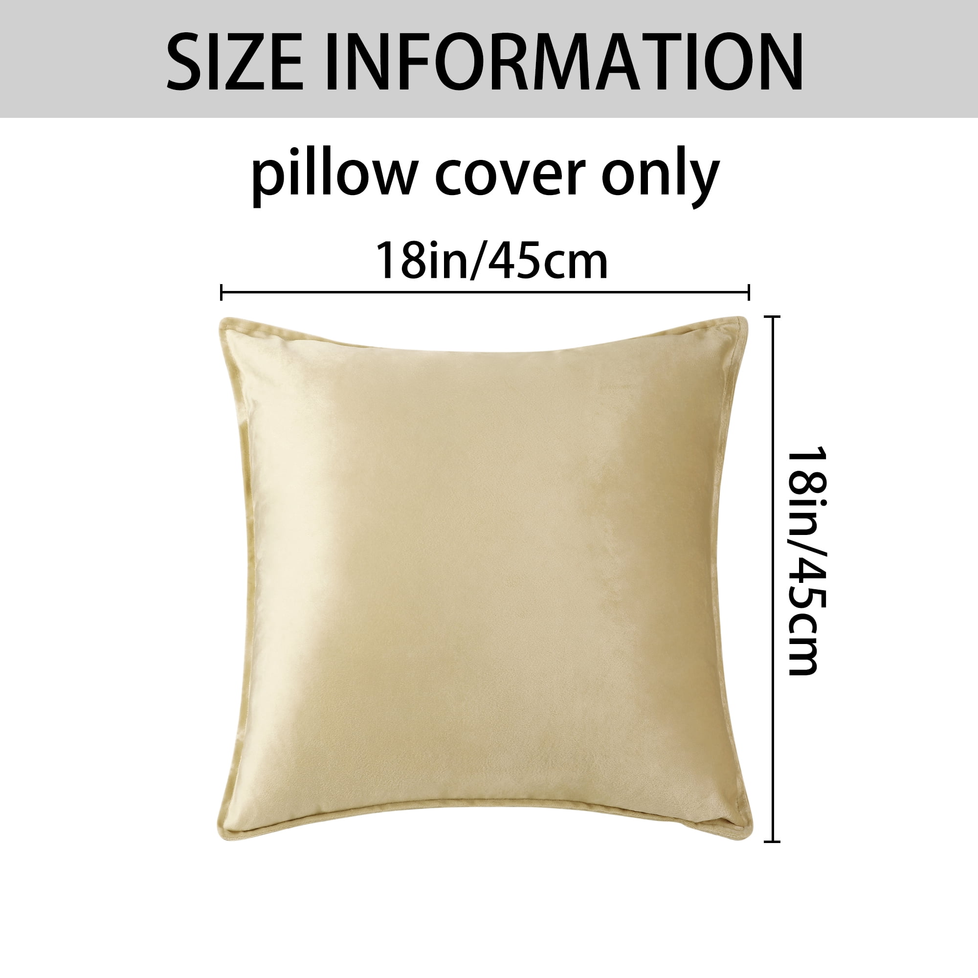 Unique Bargains Velvet Solid Throw Pillow Covers Decorative Cushion Covers (2 Count) Camel 18" x 18"