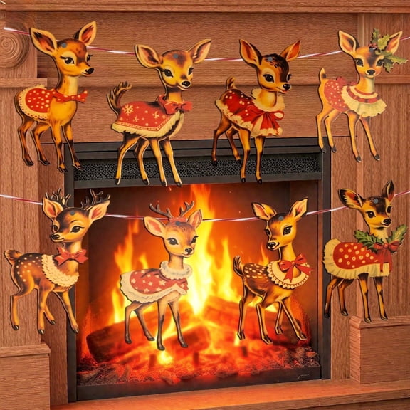 Lanfubeisi 16pcs Vintage Christmas Decor Retro Sika Deer Christmas Tree Ornaments, Hanging Decorations for Winter Holiday Party