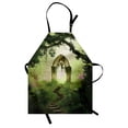 thumbnail image 1 of Antique Apron Old Aged Fantasy Gate in Forest Ancient Medieval Gothic Greenery Digital Art, Unisex Kitchen Bib Apron with Adjustable Neck for Cooking Baking Gardening, Green Pale Green, by Ambesonne, 1 of 3