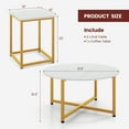 thumbnail image 3 of Gymax Round Nesting Table Set of 3 Modern/Farmhouse Coffee Table w/2 End Tables White & Gold, 3 of 9