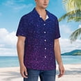 thumbnail image 5 of Daiia Neon Glitter Hawaiian Shirt for Men Gentle Cotton Regular Short Sleeve Casual-X-Large, 5 of 9
