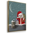 thumbnail image 3 of Christmas Santa Owl - Framed Gallery Wrapped Holiday Canvas - 17 x 25 - Gold Frame, 3 of 8