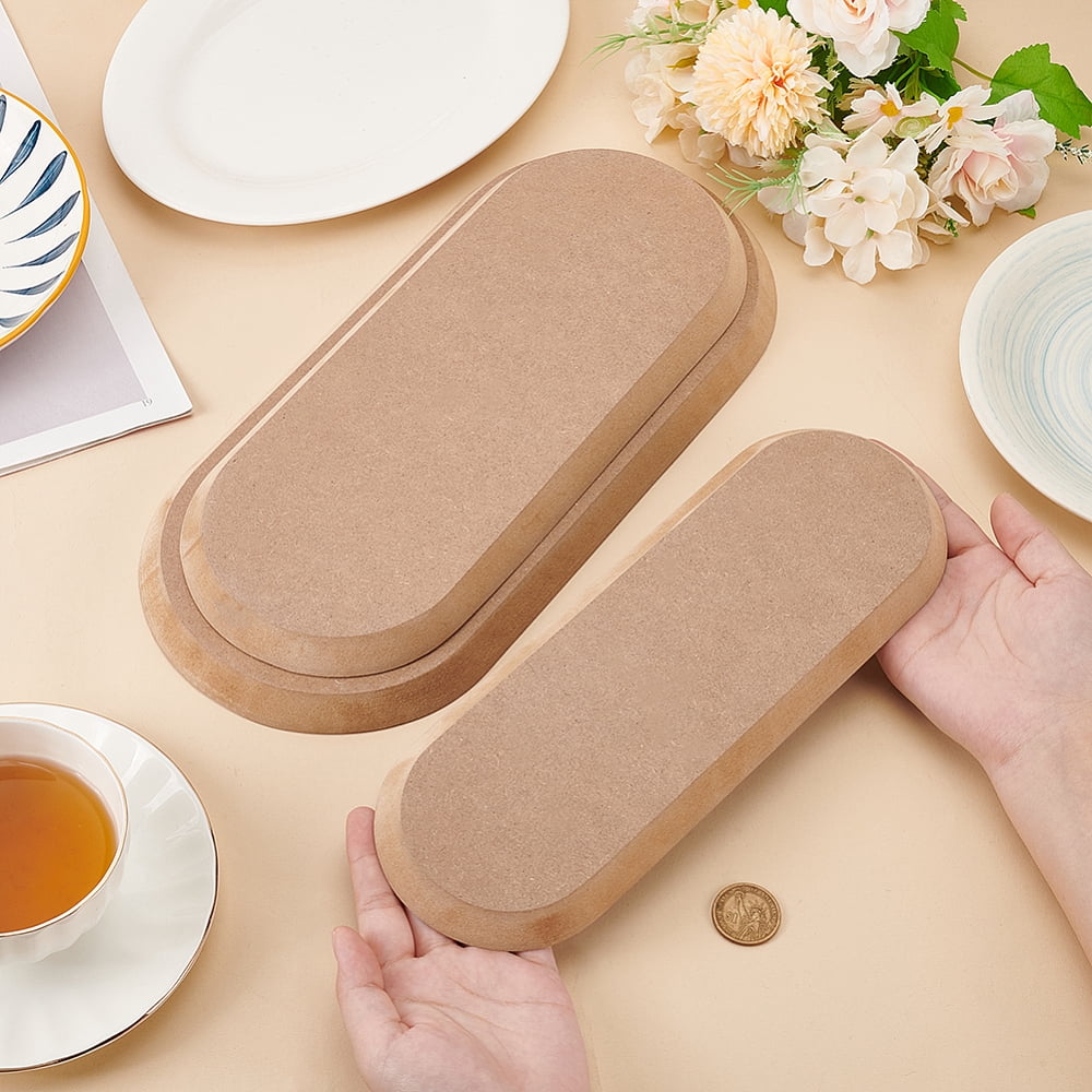 3Pcs Wood Clay Cutter Base Plate Kit Clay Modeling Tool Tan Oval 28.9~35x10~16x1.55cm