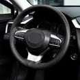 thumbnail image 3 of (Negro) universal 38 cm/15 "cubierta de volante de cuero genuino Diy cosida a mano perforada con agujas hilo accesorios interiores de coche, 3 of 3