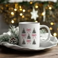 thumbnail image 5 of Coquette Pink Bow Christmas Tree Coffee Mugs, Merry Christmas Ceramic Coffee Mug, Pink Xmas Coffee Cup, Christmas Holiday Drinking Party Mugs for Table Decortaions, 11oz Ceramic Cup White, 5 of 6
