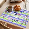 thumbnail image 3 of Colorful Plaid Placemats Set of 6, Pink Flower Welcome to Summer Life Shell Non-Slip Place Mats Washable Table Mats for Kitchen Dining Table Decorations Indoor/Outdoor, 3 of 9
